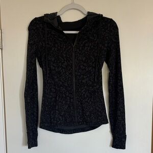 Lululemon Black Patterned Zip Up with Hood